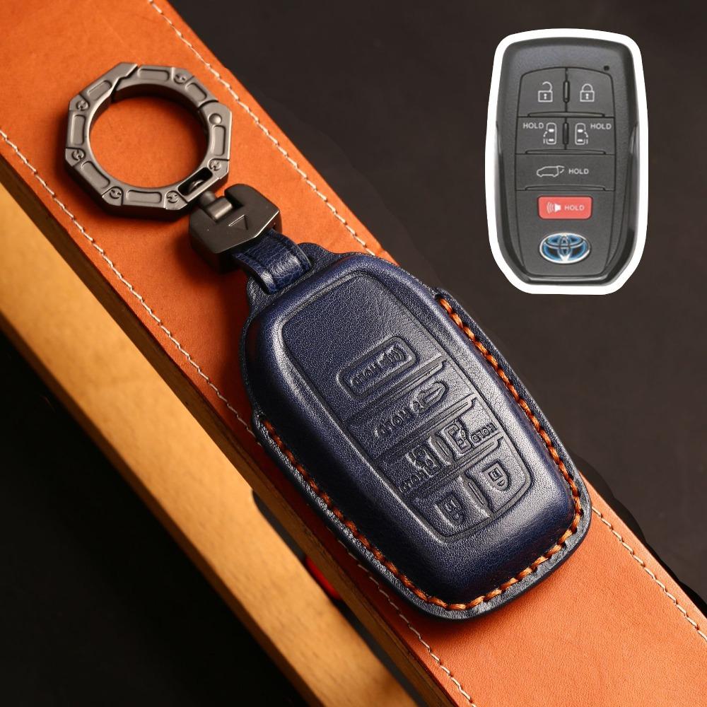 Echtes Leder Autoschlüsselhülle für Toyota Sienna Alphard Granvia Corolla Avalon Highlander Prado