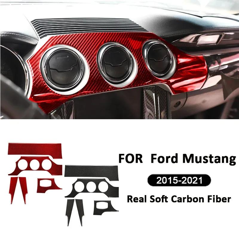 5 Stück Carbonfaser Auto Hauptantriebsseite Armaturenbrett Instrumententafel Rahmen Innenraum Dekoration Aufkleber Für Ford Mustang 2015-