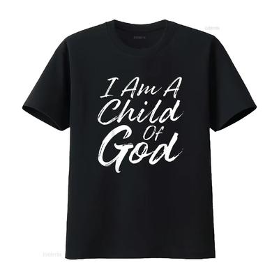 Womens I Am a Child Of God T Shirt Godly Christian Faith Black Large Vintage Washed Breathable Slightly Stylish Fashion Soft