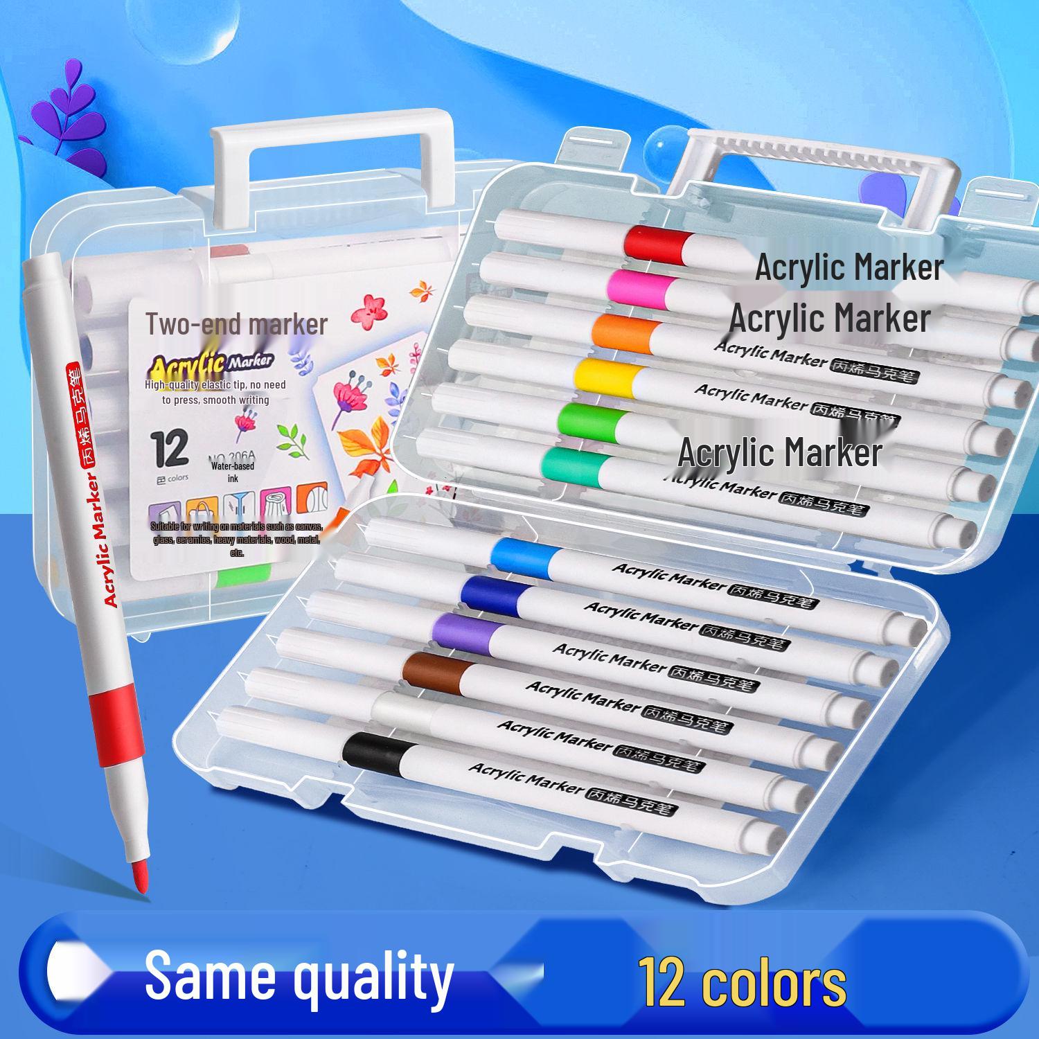 

Набір із 60 яскравих акрилових маркерів: Не розтікається, М який кінчик, Можна наносити шарами для дітей та студентів