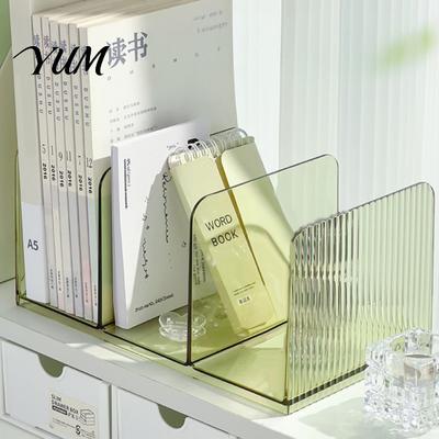 Library Book Ends Clear Acrylic Bookends, Stable Non Slip Desktop Organizer, Document Heavy Duty Holder File Holder, for Office Home Ad School