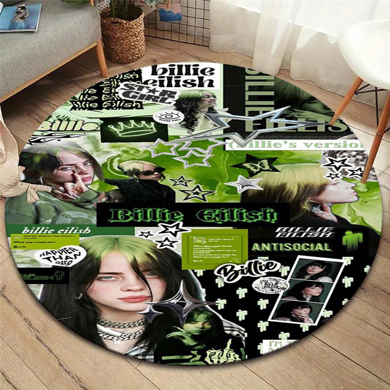 Billie Eilish Round Area Rug,Carpet Rug for Living Room Bedroom Sofa Playroom Decor,Non-slip Floor Mat