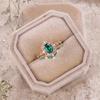 Luxury Inlaid with Green White Stone Gold Color Round Hollow Flower Rings Set Fashion Party Rings for Women Jewelry