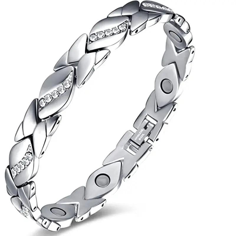 Hot-selling Zircon Bow Magnetic Therapy Bracelet Detachable Magnetic Health Bracelet Men серебряный