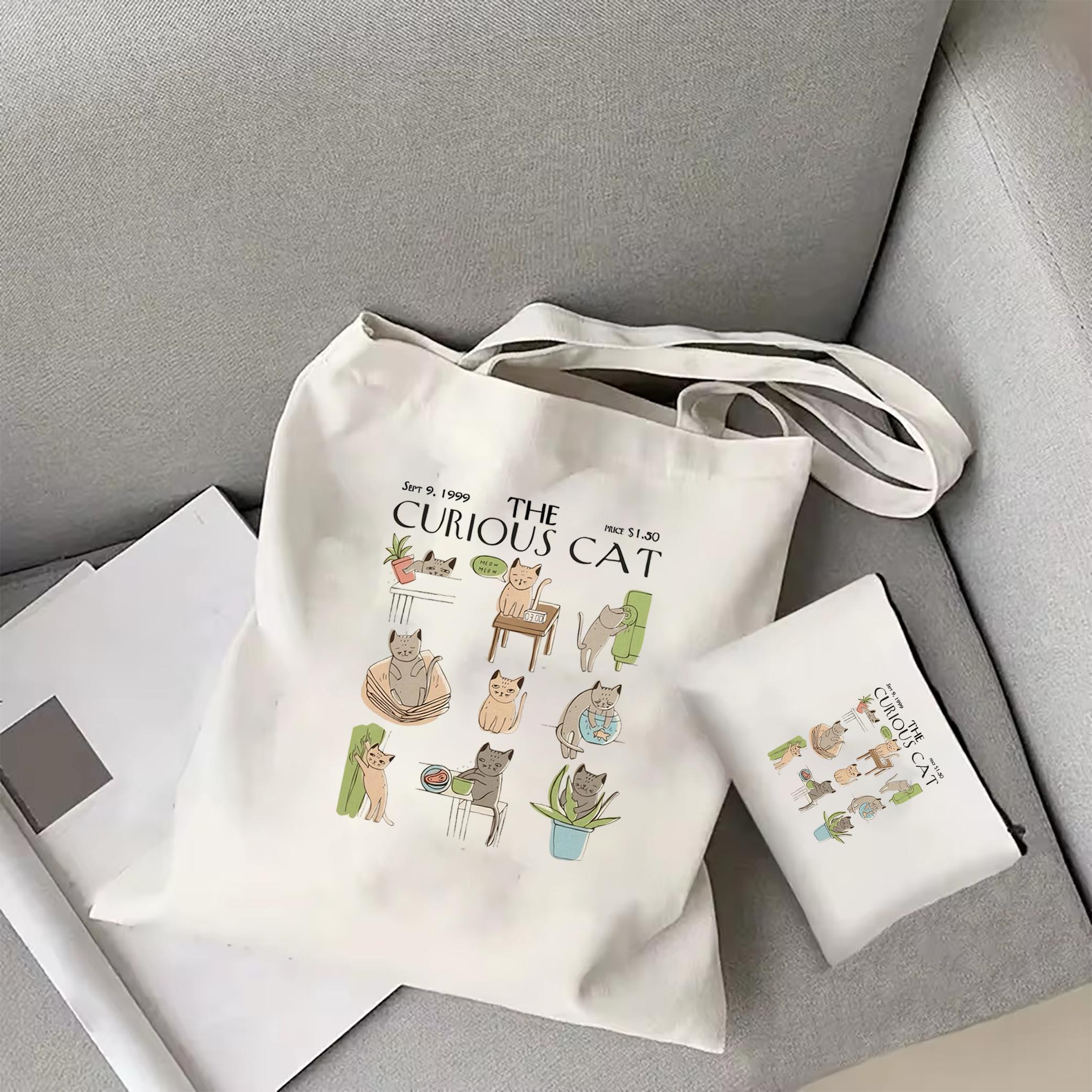 

Сумка-тоут для кошек Сумка-тоут Curious Cat Сумка-тоут Funny Cat Merch Сумка-тоут для кошек New Yorker Сумка-тоут для журнала WHITE