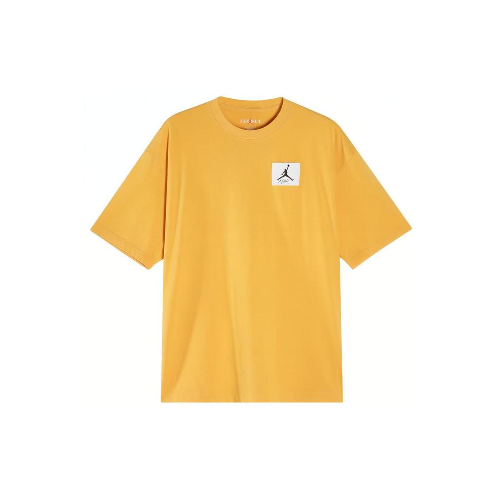 Jordan Flight Essential Logo Print Ribbed Crew Neck Short Sleeve Drop Shoulder T-Shirt Men Tops Rust-Yellow DZ0605-752