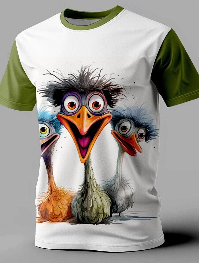 Animal Funny Retro Casual Men Printed T-shirt Street Casual Bar T-shirt Short-sleeved Round Neck Spring And Summer Clothing