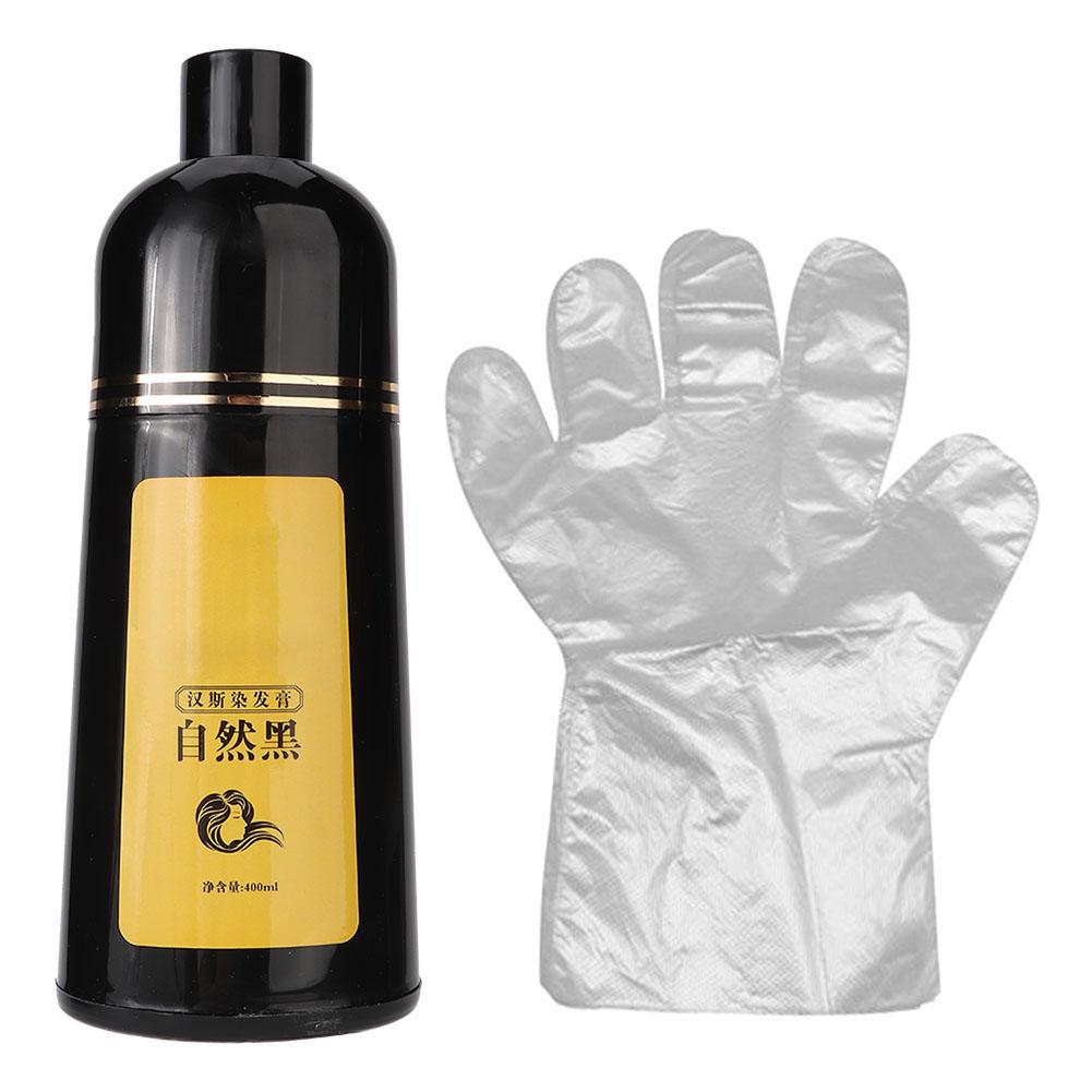 400ml Natural Plant Black Hair Shampoo Hair Dye Black Coloring Shampoo Hair Care ShampooBlack 400ml