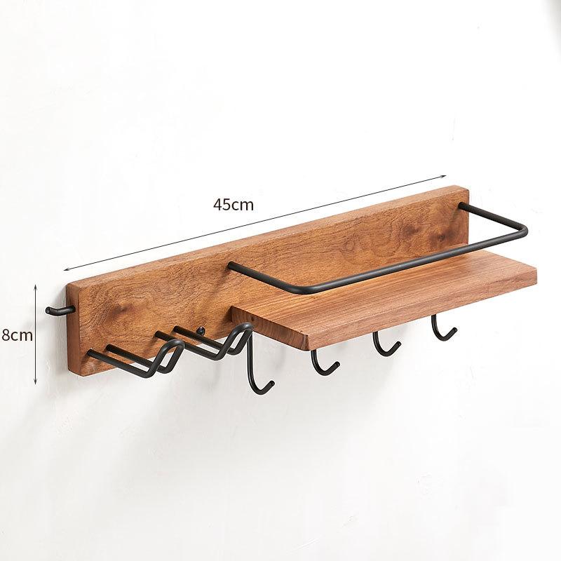 Black Bathroom Hair Dryer Holder Walnut Wall Hanging Storage Rack Toilet Toothbrush Holder Cup Holder Bathroom Hardware Pendant