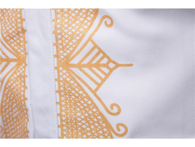 Men's Gold Foil Print Long Sleeve Middle Eastern Style Shirt (European Size, 2023)