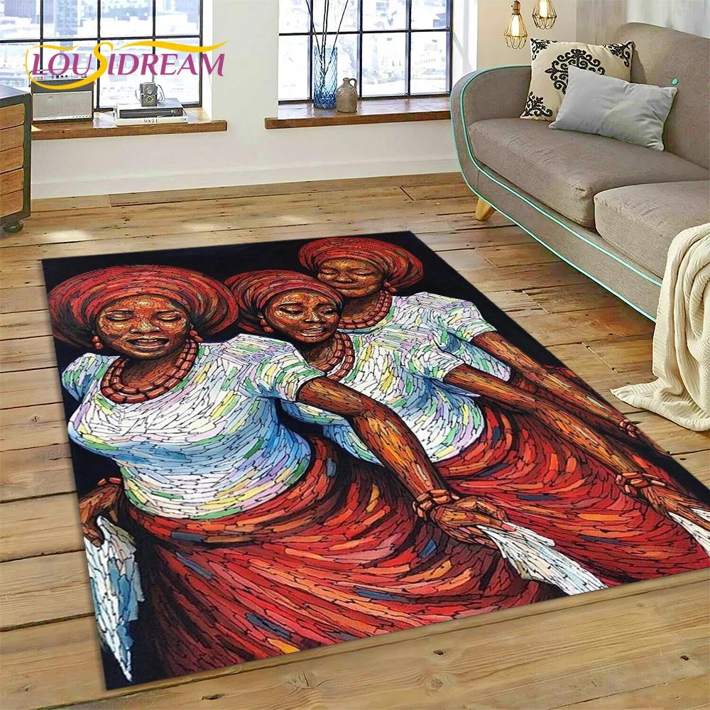 Cartoon Africa Ethiopian Custom Painting Art Carpet Rug for Bedroom Living Room Home Sofa Decoration,kids Large Decor Floor Mat
