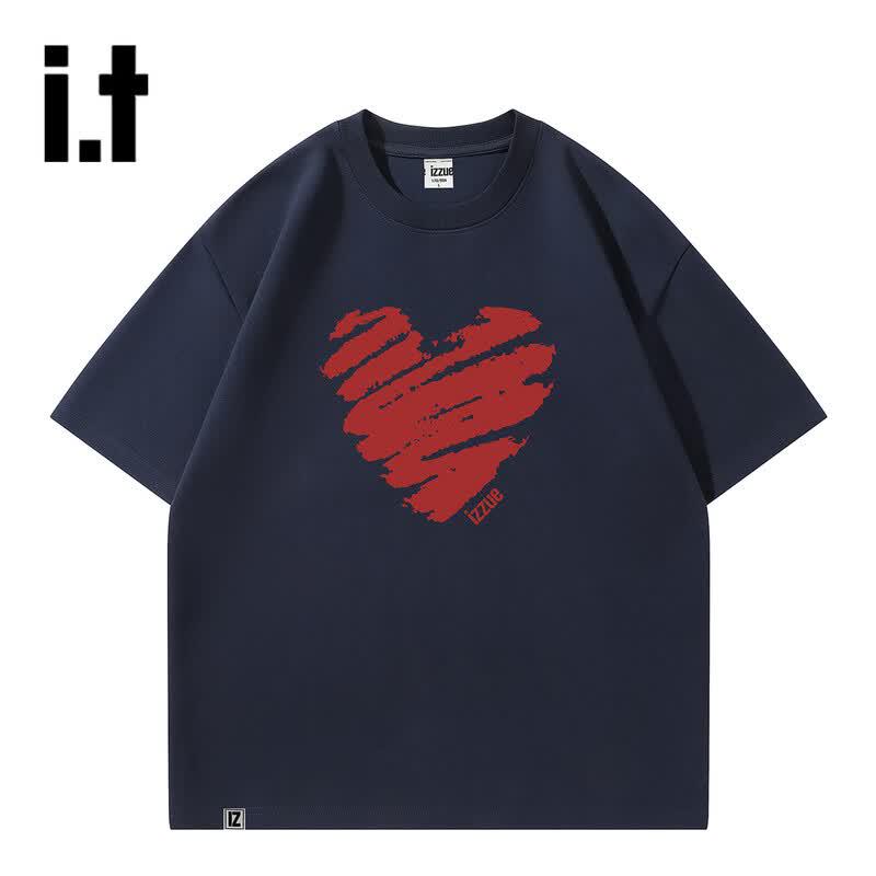 Izzue I.t Unisex Pure Cotton Heart Print Short Sleeve T-Shirt
