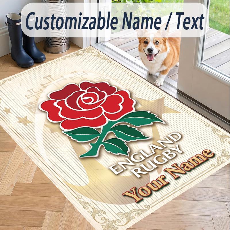 Custom Text Printed Rug England Rugby Non Slip Floor Carpet For Home Room Decor