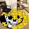 1pc Puzzle Skull Chair Carpet for Office, Round Non Slip Durable Large Size Office Carpet, Suitable for Office