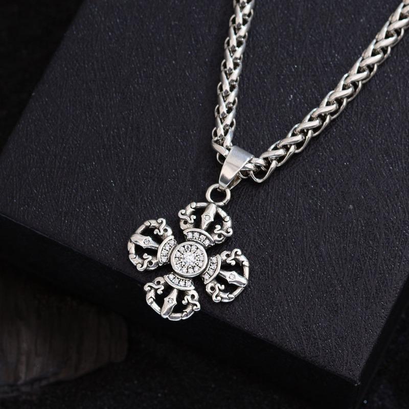 New chinoiserie vajra necklace women s classy cross pendant hip hop retrofashionable zircon