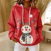 Women's Loose Comfortable Casual Fashion V-Neck Christmas Print Long Sleeve Hoodie