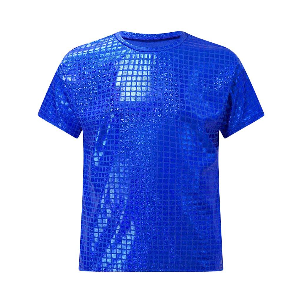 

Jazz Metallic Top Hip Hop Performance Dancewear Fashion Loose Blouse Kids Boys Girls 130CM королівський синій колір