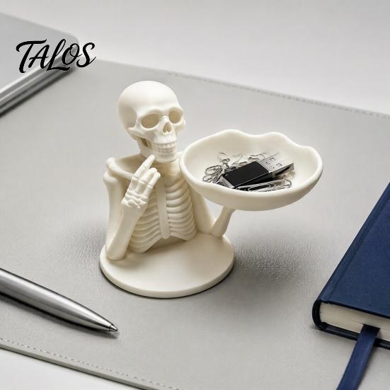 Gothic Home Decor Halloween Skeleton Storage Tray, 3D Printed Spooky Skull Jewelry Holder, Desk Organizer Desktop Ring for Entryway, Vanity