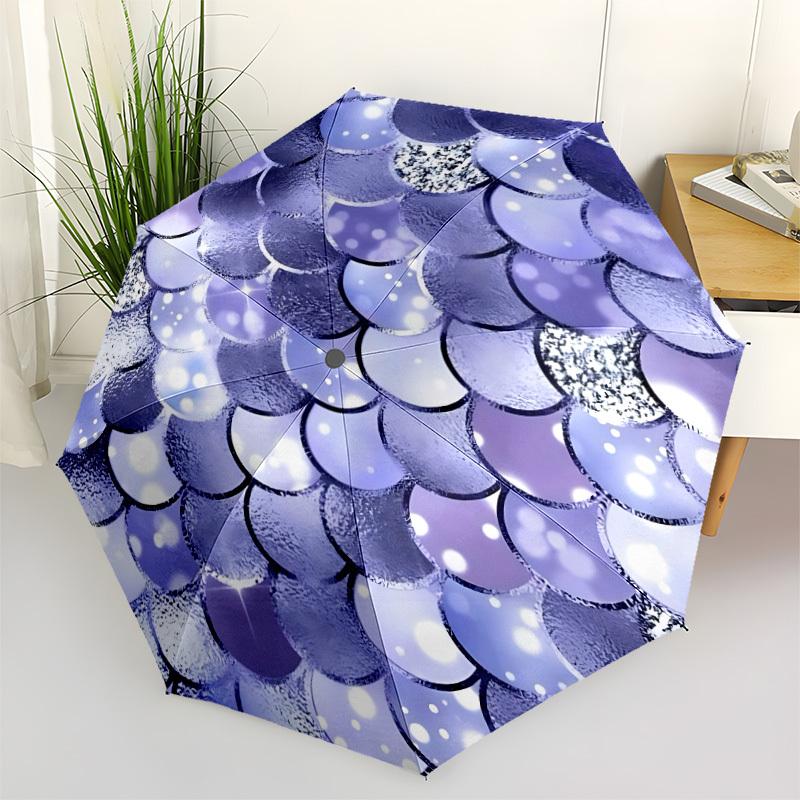 

1pc Mermaid Scales Automatic Opening/Closing Folding Umbrella with 8 Ribs,Windproof Portable Sunshade Umbrella Holiday gift yy260401062