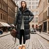 Black Gold Down Jacket Women's Winter Women's Long Pinghu Down Jacket Hooded Duck Down Winter Jacket