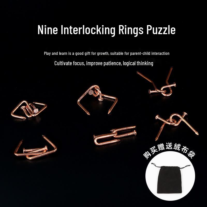 

Creative Retro Nine Interlocking Metal Ring Puzzle Set