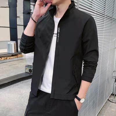 Men's Thin Jacket Casual Middle-aged and Young Man Stand-up Collar Jacket Versatile Top Korean Version Slim Fit