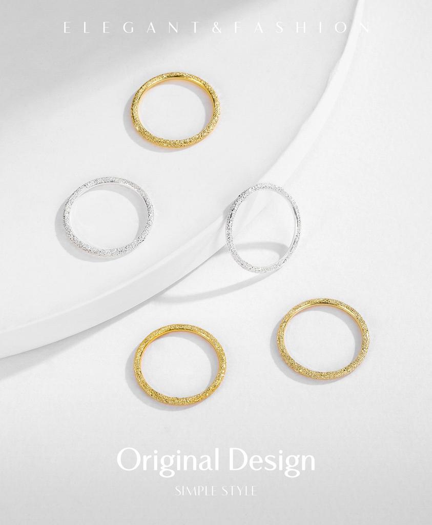 MODIAN Sterling Silver S999 Minimalist Hammered Stackable Sparkling Ring for Women