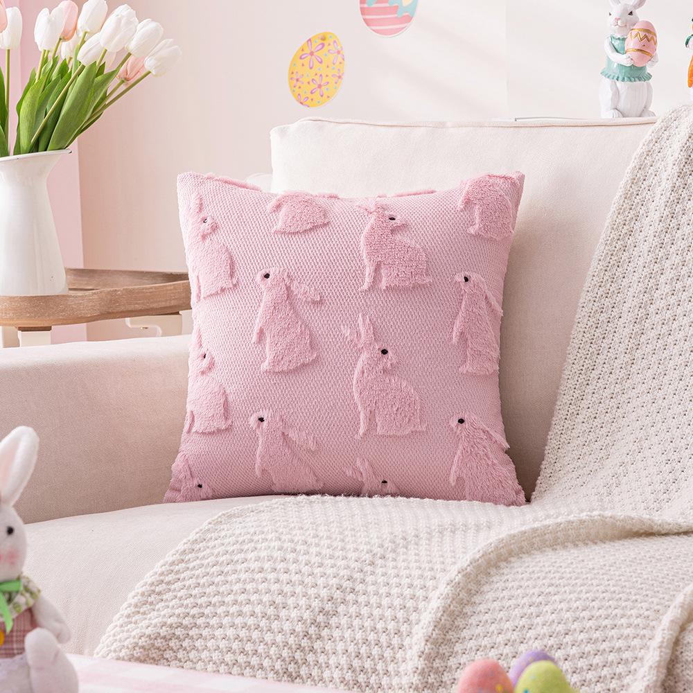 Creamy Style Rabbit Plush Pillow Sofa Living Room Cushion Bedside Bedside Cute Bed Lumbar Pillow Pillow Case Core-free