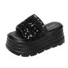 Fashion 8.5cm Synthetic Slip on Platform Wedge Fashion Sandal Bling ROME Ladies Beach Shoes Peep Toe Pumps Summer Slippers Fashion Shoes