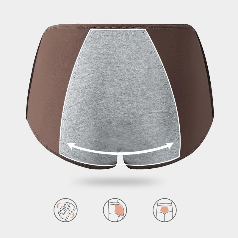 Baumwoll-Damenunterwäsche mit hohem Bund, auslaufsichere Menstruationshosen, breiter Perioden-Slip, physiologische Übergröße M-4XL, Damen-Slips