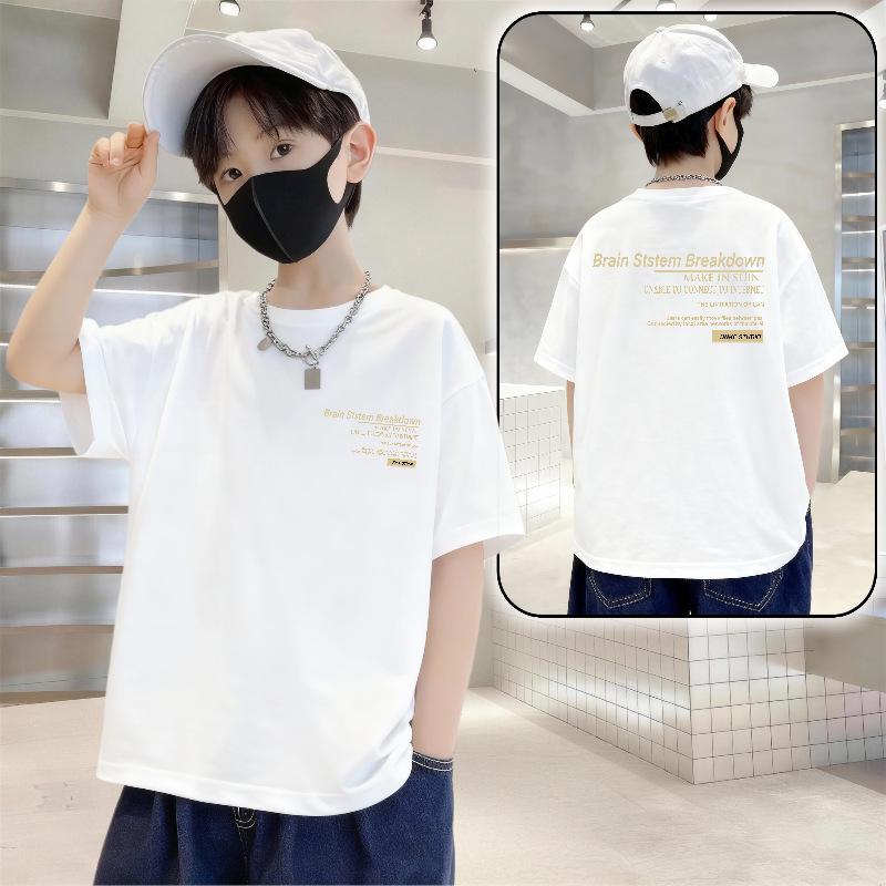 Boys' Trendy Cotton Letter Print Summer T-Shirt
