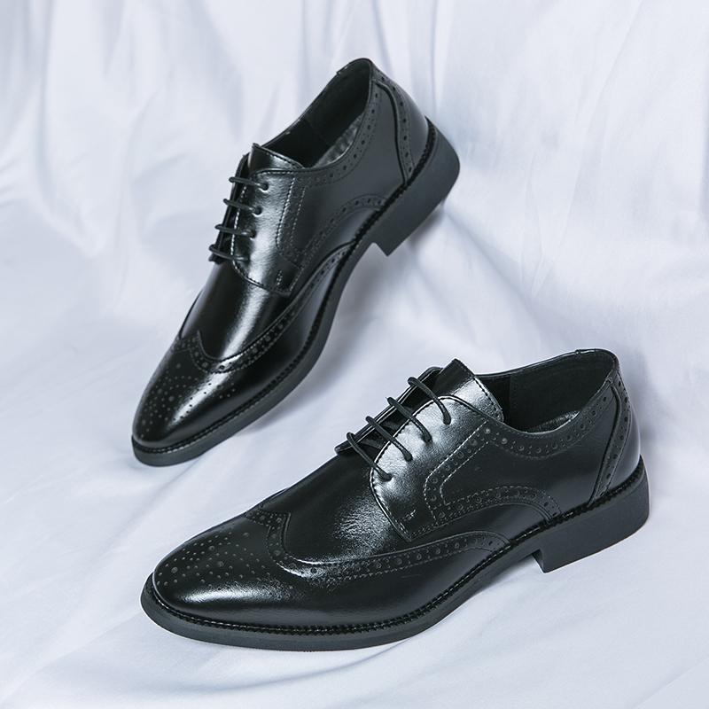 Casual Men's Dress Classic Retro Flat Bottomed Style Outdoor Leisure Party And Daily Life Walking Black Leather Shoes