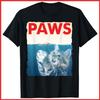 Paws Funny Cat Parody Shark Kitten Black Cotton T-Shirt S-5XL