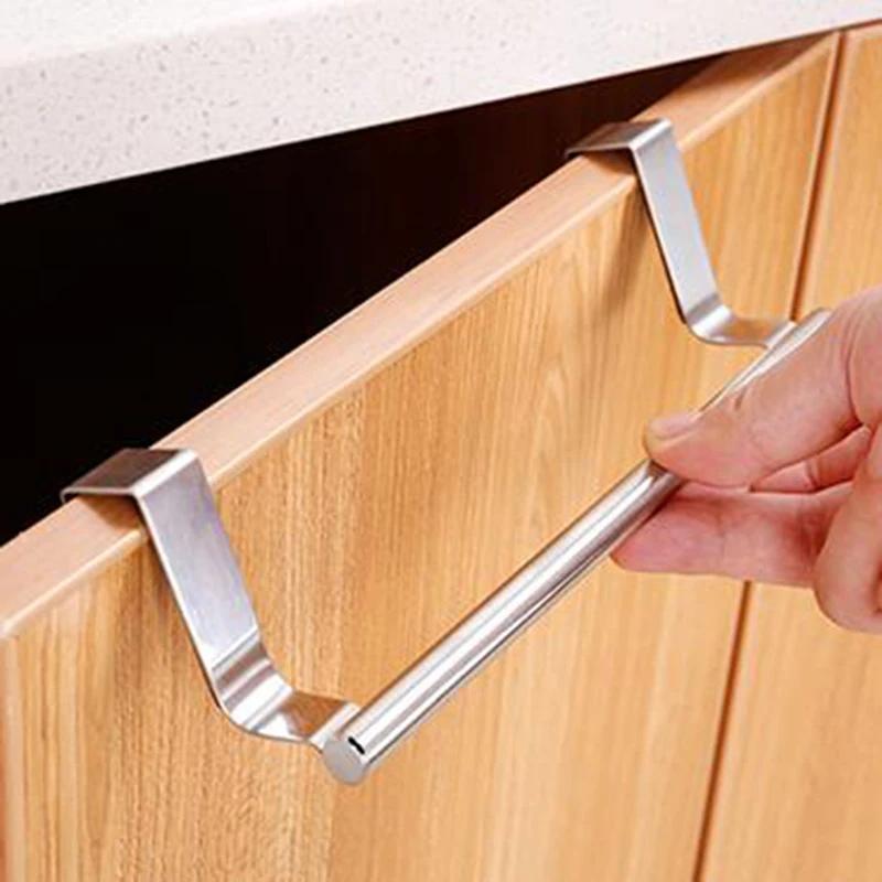 Towel Rack Over Door Towel Bar Hanging Holder Stainless Steel Bathroom Kitchen Cabinet Towel Rag Rack Shelf Hanger