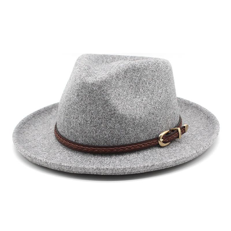 Wool Top Hat Men'S And Women'S Jazz Hat Flat-Brimmed Big Eave Hat Tweed Wool Hat