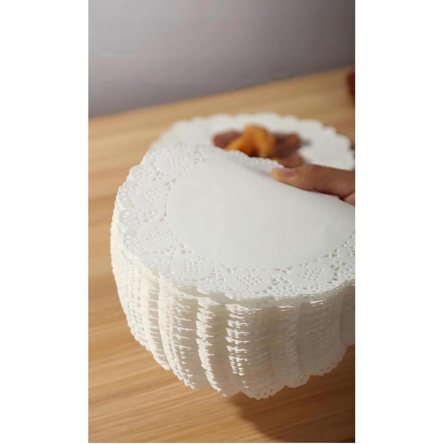 White Paper Doilies 100PCS,10.5 inch Round Lace Paper Doilies for Food,Cakes, Desserts.