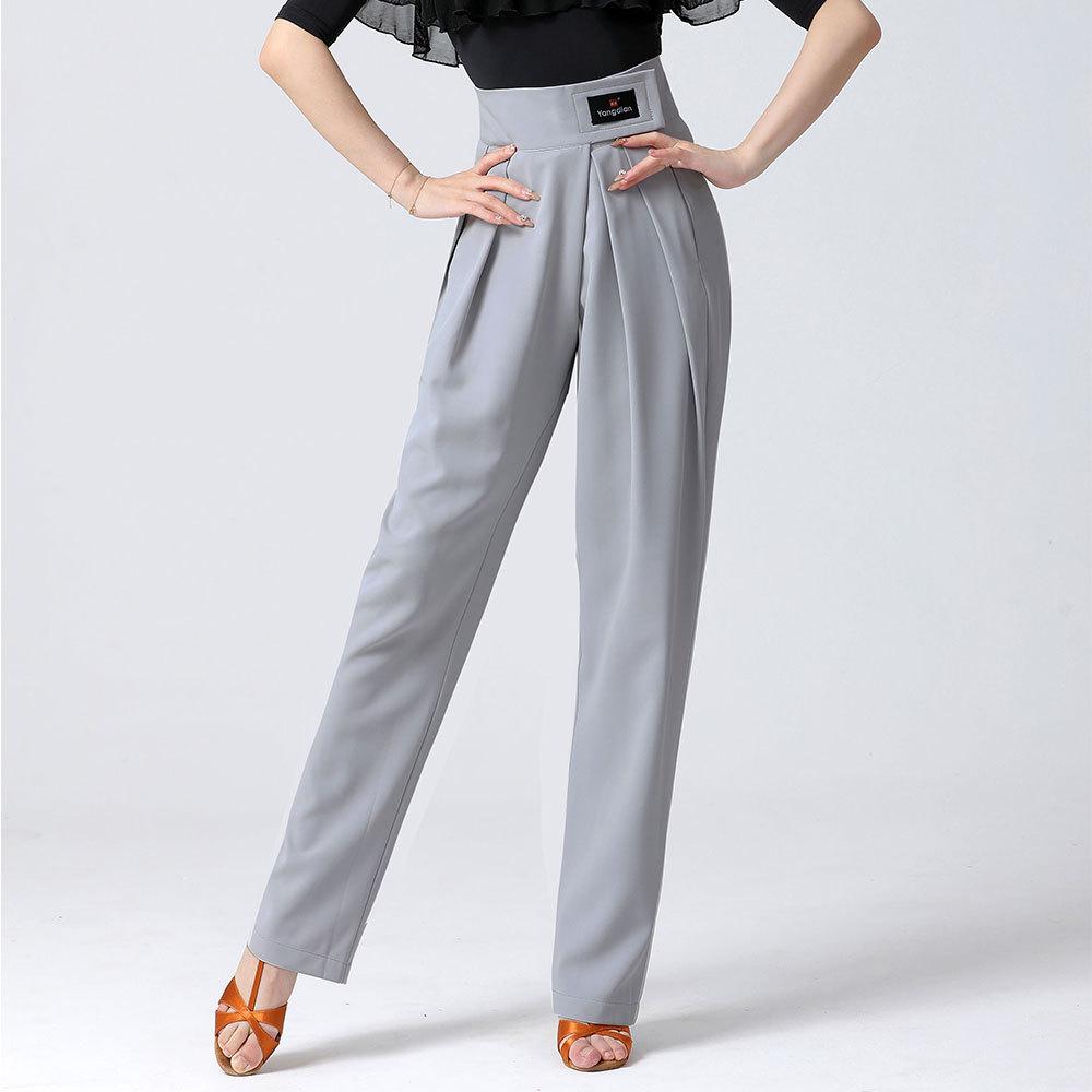 Dámské moderní taneční kalhoty s vysokým pasem – volný společenský a latinský styl