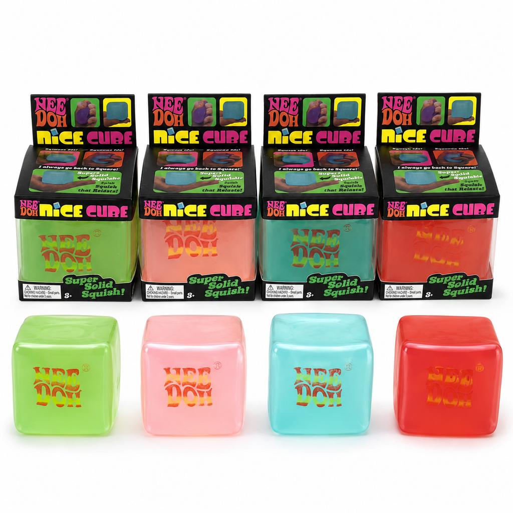 Needoh Glow-In-The-Dark Ice Cube Squeeze Toy, Slow Rebound Sensory Decompression Toy, Helps