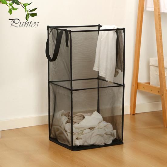 Storage Box Laundry Basket Easy to Carry Foldable Fine Mesh Organizer Portable Bathroom Folding Dirty Clothes Hamper Daily Use