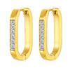 Inlaid square diamond ear buckle European and American style women's earrings, fashionable and personalized versatile 18K gold diamond earrings