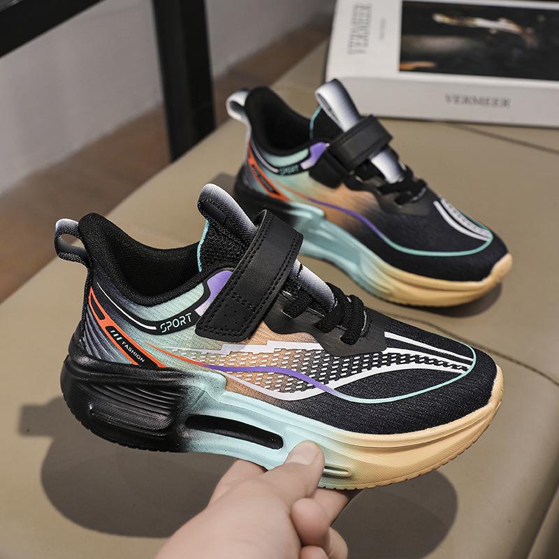 Running Shoes for Primary School Students, Spring Mesh Sneakers for Older Children, Lightweight Velcro Breathable Classmates, Boys Physical Educat