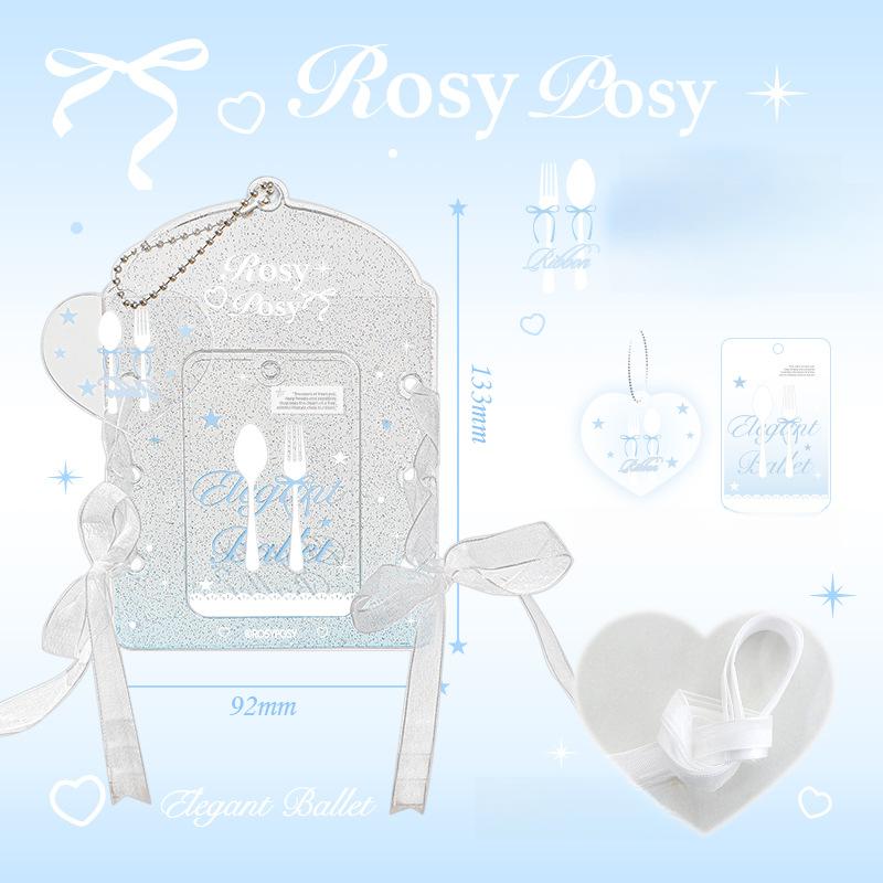 Ballet Series Transparent PVC Card Holder with Ribbon 3 Inch Kpop Photocard Frame Lovely Photocard Sleeves for Girl Bag Pendant