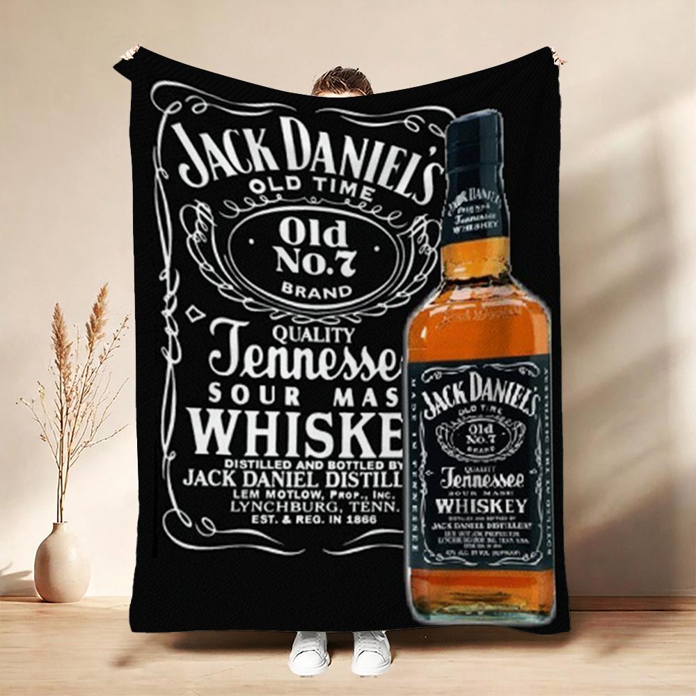 Classic Jack Daniel'S Tennessee Whiskey Flannel Printed Blanket Thick Warm Throw Blanket For Living Room Kids Room Party Decor Holiday Gift