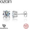 OZAN Real Moissanite 925 Sterling Silver Earrings Stud GRA Round Moissanite Earrings Classic Fashion Gemstone Jewelry for Women