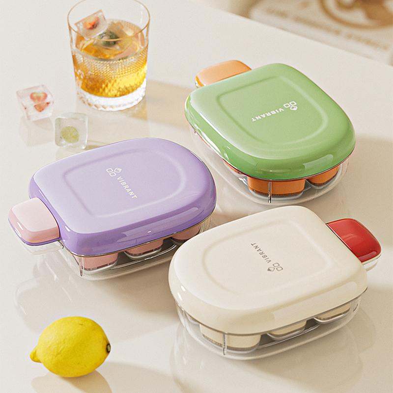 1pc Cartoon Ice Cube Mold Summer Ice-making Box Household Stackable Make Ice Cream Container Press Easy Demolding Ice Mould