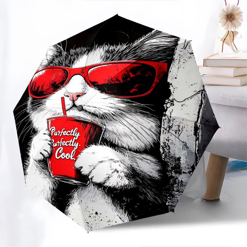 

1pc Purfectly Cool Auto-Open Close Umbrella with Convenient Foldable Design, 8-Rib Iron Frame, Outdoor, Ideal Gift for Fans, Travelers, Daily Use, Per