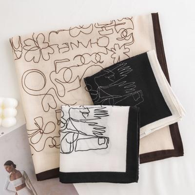 Fashion Commuter Simulation Silk Scarf Pastoral Small Square Scarf Thin Printed Decorative Scarf Scarf Female