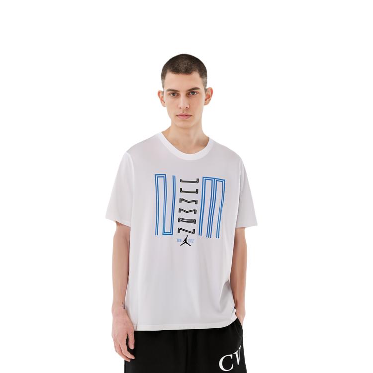 Jordan T Shirts Men's White Crew Neck Moderate Straight Fit 844283-100