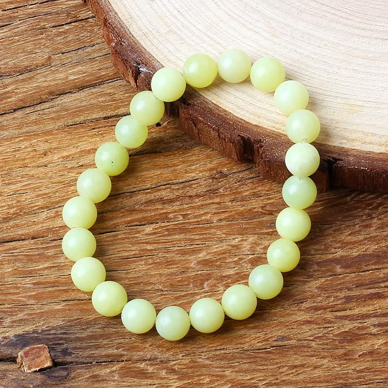 Natural Lemon Jades Bracelet Natural Yellow Stone Beads Bracelets for Men Women Ice Gem Bangle Elastic Jewelry Gift for Lovers