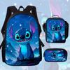 Stitc Schoolbag, Primary And Secondary School Student Backpack, Satchel, Pencil Case, Three-Piece Set, Animation Cartoon